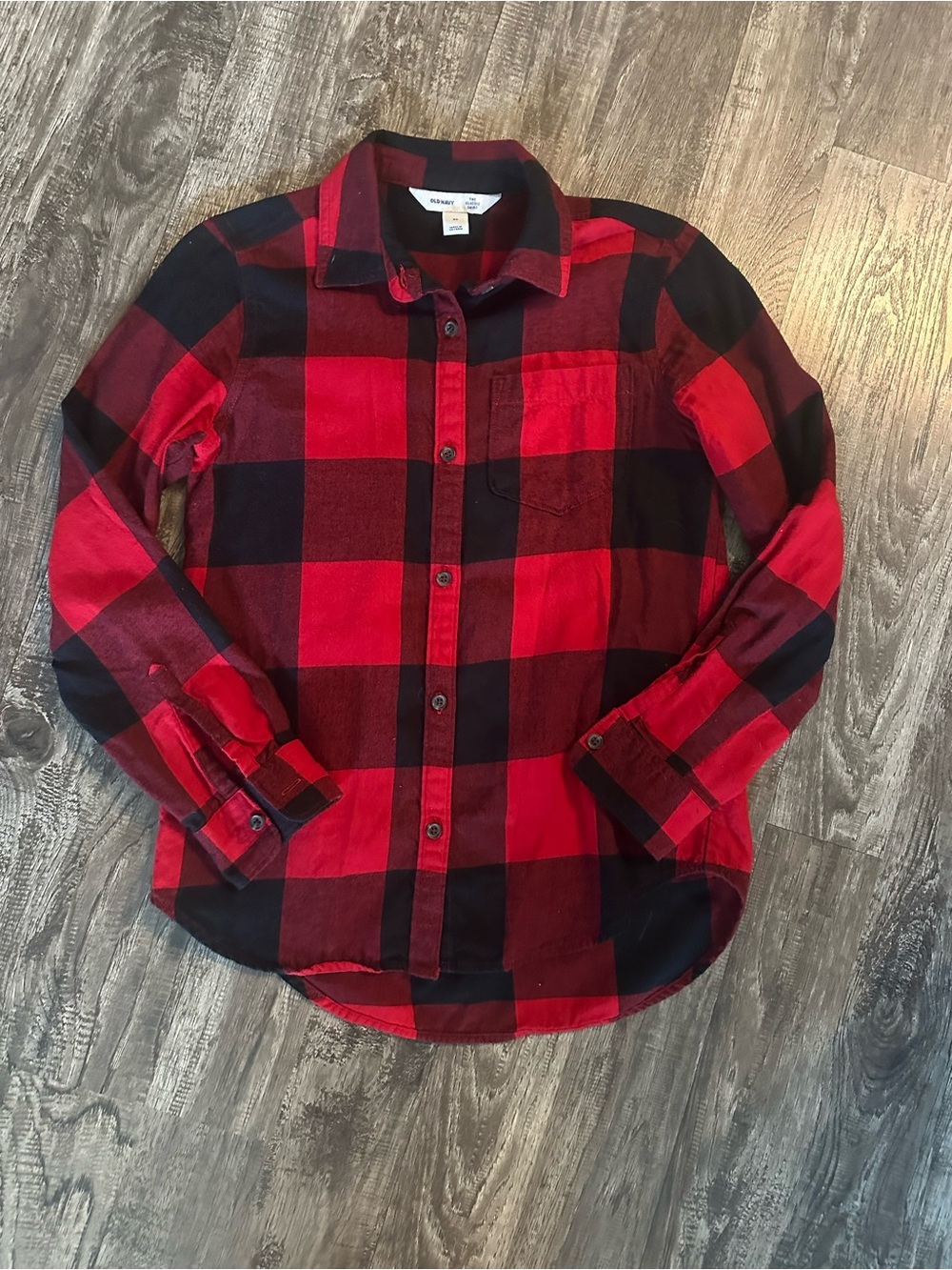 Red & Black Plaid Button-Up flannel shirt